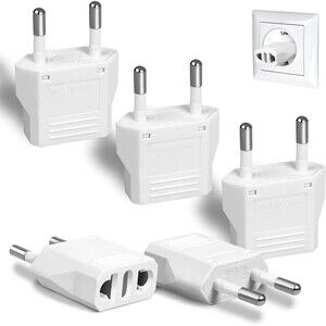 6 Pack European Plug Adapter, US to Europe Plug Adapter, European Adapter Type C